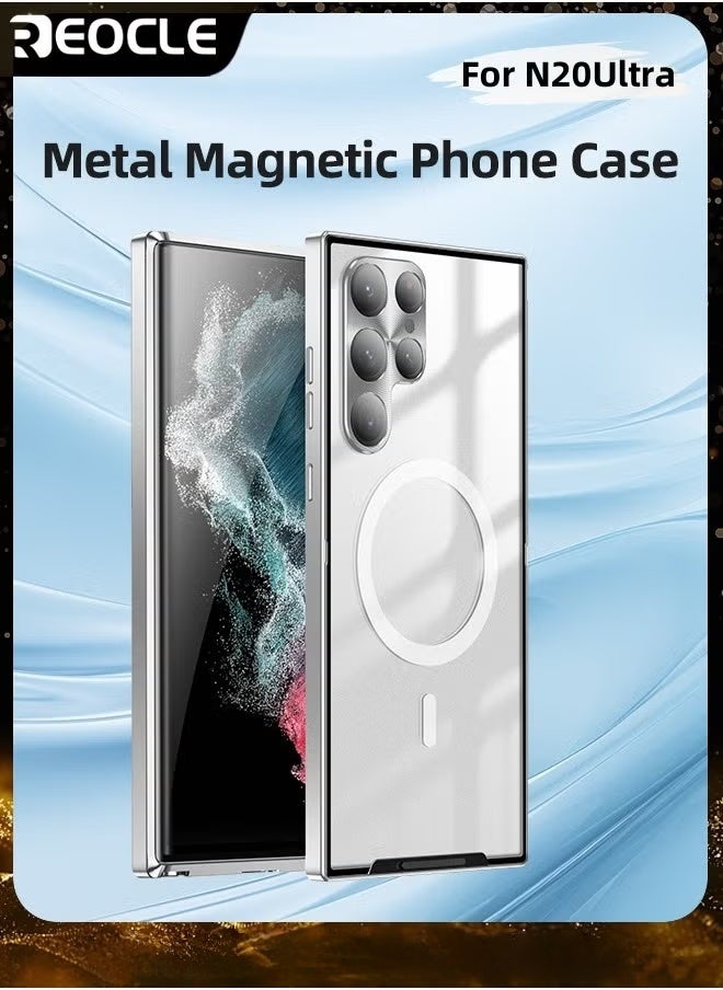 ريوكل غطاء هاتف سامسونغ N20Ultra جراب معدني مقاوم للسقوط، حافظة هاتف شفافة غير لامعة حافظة رقيقة للغاية مقاومة للخدش بطلاء واقي بالكامل مع وظيفة مغناطيسية وواقي عدسة الكاميرا - Image 1