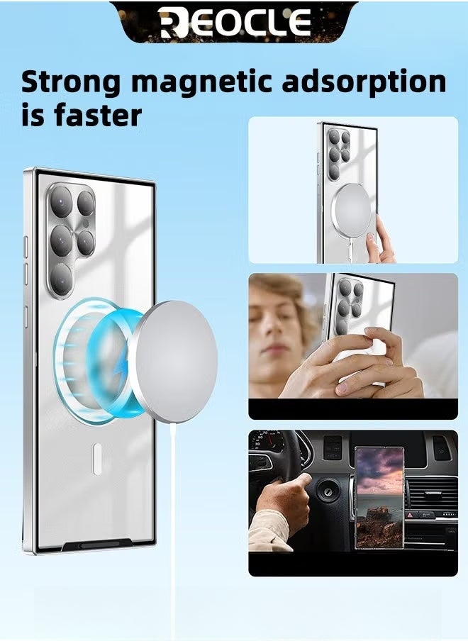 ريوكل غطاء هاتف سامسونغ N20Ultra جراب معدني مقاوم للسقوط، حافظة هاتف شفافة غير لامعة حافظة رقيقة للغاية مقاومة للخدش بطلاء واقي بالكامل مع وظيفة مغناطيسية وواقي عدسة الكاميرا - Image 3