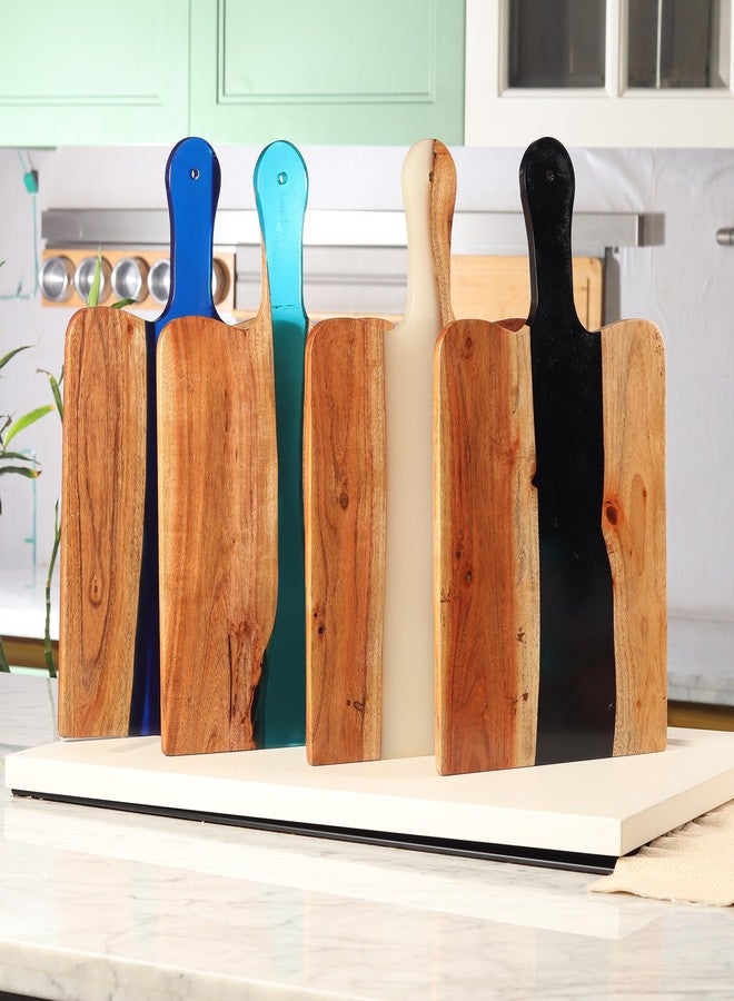 LAVAUK Acacia Wood & Epoxy cheese board | 16.5x10 inch | Use as serving platter tray for dishes, food, charcuterie, appetizers, Snacks | Cutting Board for fruits and vegetables | (Ocean Blue) - Image 2