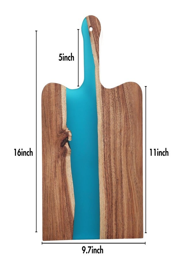 LAVAUK Acacia Wood & Epoxy cheese board | 16.5x10 inch | Use as serving platter tray for dishes, food, charcuterie, appetizers, Snacks | Cutting Board for fruits and vegetables | (Ocean Blue) - Image 4