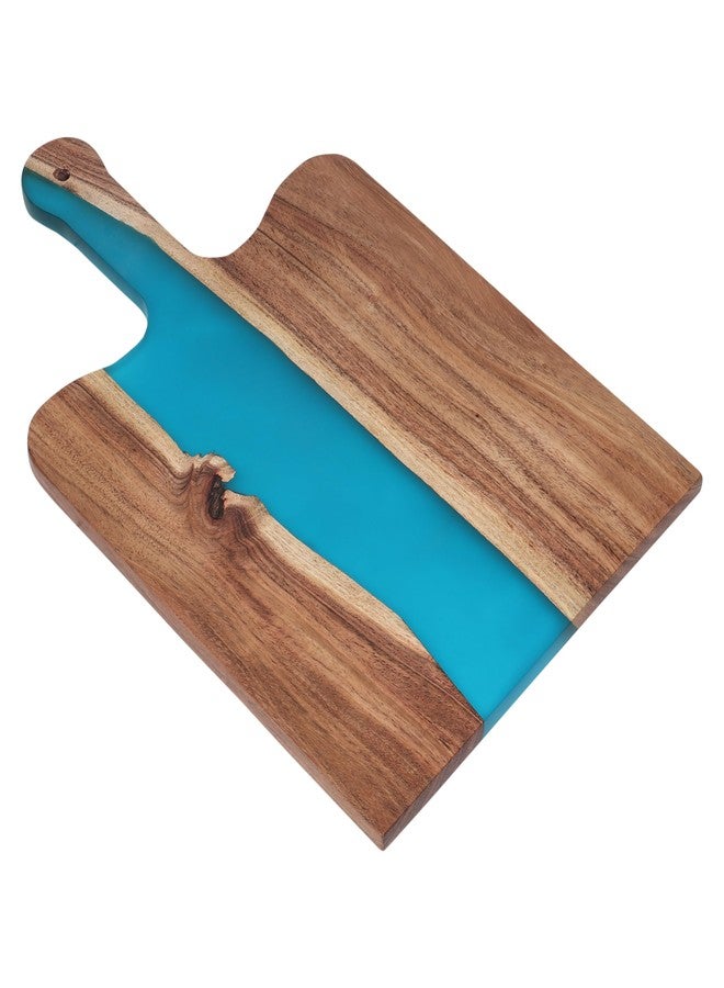LAVAUK Acacia Wood & Epoxy cheese board | 16.5x10 inch | Use as serving platter tray for dishes, food, charcuterie, appetizers, Snacks | Cutting Board for fruits and vegetables | (Ocean Blue) - Image 1