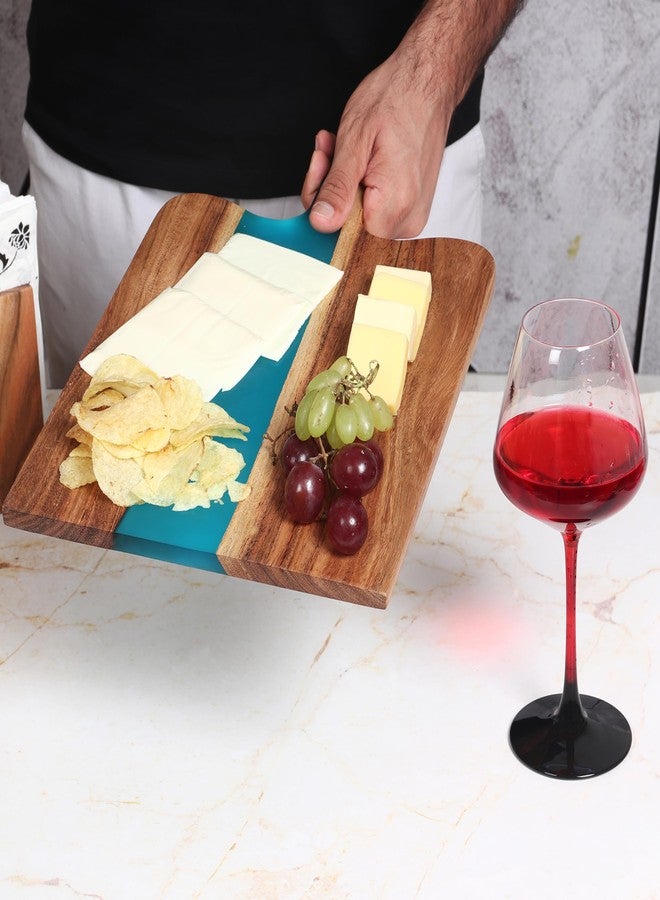 LAVAUK Acacia Wood & Epoxy cheese board | 16.5x10 inch | Use as serving platter tray for dishes, food, charcuterie, appetizers, Snacks | Cutting Board for fruits and vegetables | (Ocean Blue) - Image 5