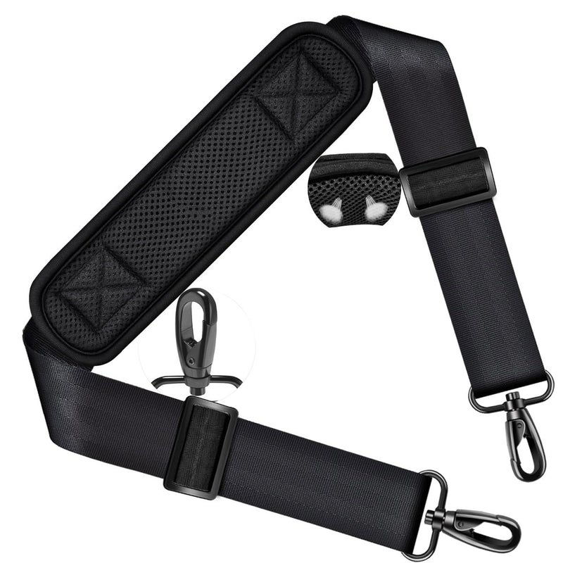 ZINZ Shoulder Strap 58" Universal Handbag Strap with Ultra-Thick Fixed Padded and Dual Balanced Adjustable Buckles Shoulder Crossbody Strap for Briefcase Messenger Bag Laptop Bag Luggageï¼ŒBlack - Image 1