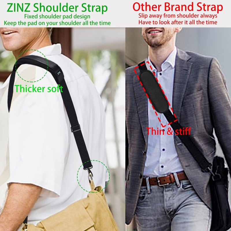 ZINZ Shoulder Strap 58" Universal Handbag Strap with Ultra-Thick Fixed Padded and Dual Balanced Adjustable Buckles Shoulder Crossbody Strap for Briefcase Messenger Bag Laptop Bag Luggageï¼ŒBlack - Image 5