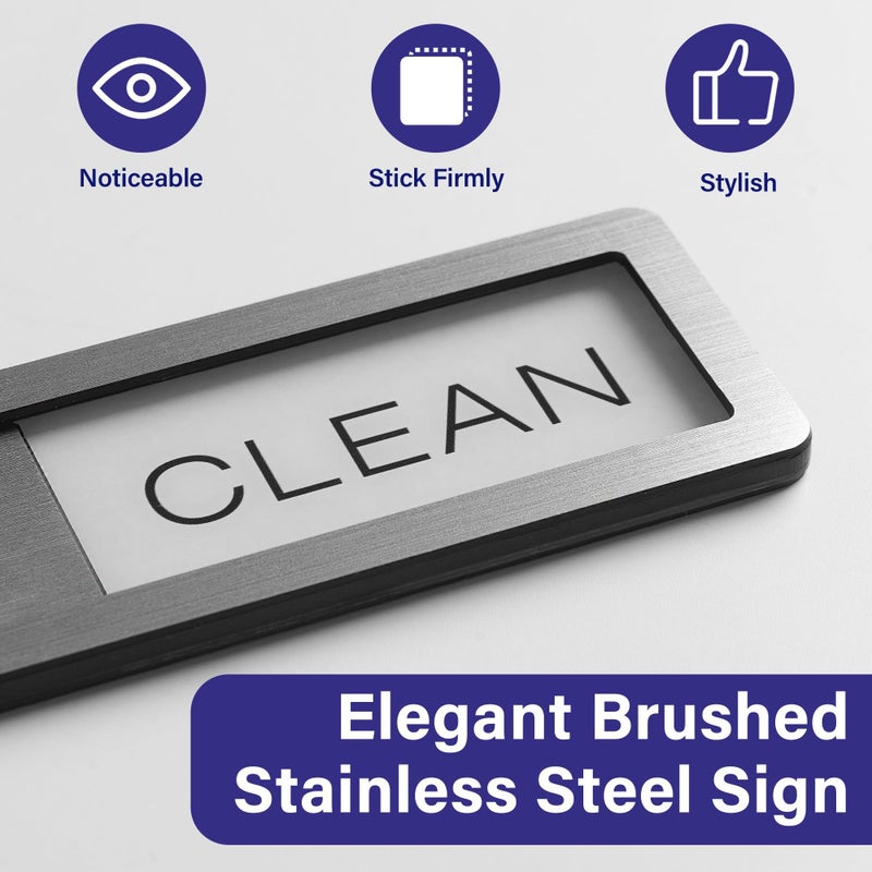 Abudada Dishwasher Magnet Clean Dirty Sign - Stainless Steel Dishwasher Magnetic Sign - Clean & Dirty Dishwasher Slider Easy to Indicator - Kitchen Gadgets - Image 2