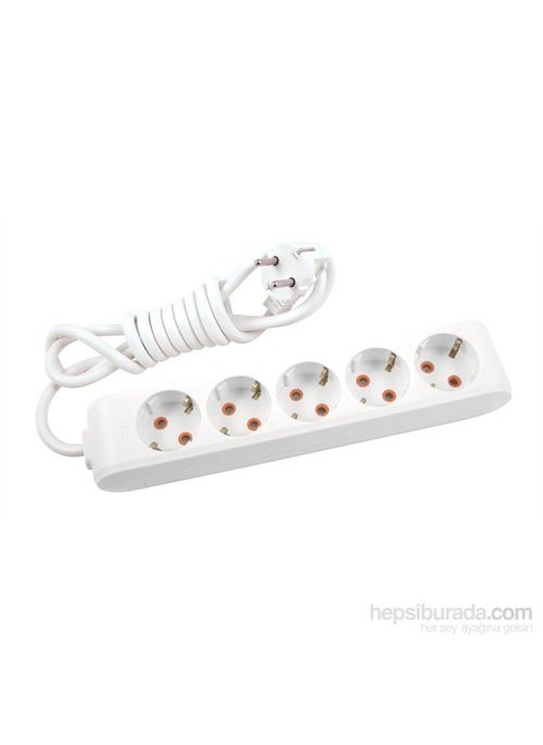 Viko Multi-Let Five Way Socket Grounded Cable Child Proof 3 Meters-White 
