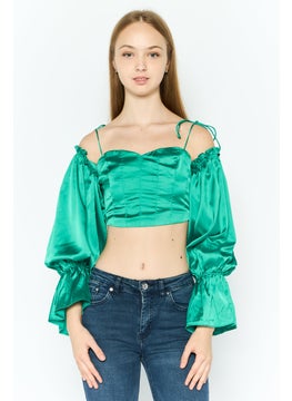 Women Sweetheart Neck Long Sleeves Plain Crop Top, Green - pzsku/Z1C3BB6E00DBDFC5CC7BEZ/45/_/1737642414/fad21cf8-2764-4dde-a54f-1ca37773274e