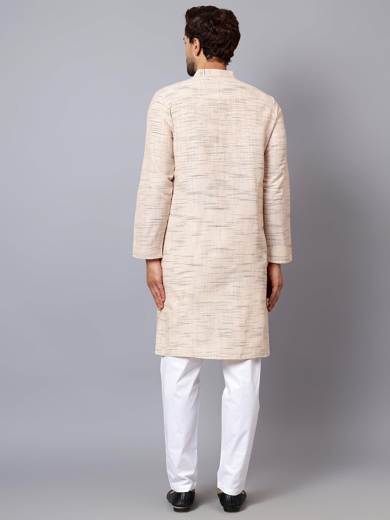LATEST CHIKAN Men's Full Sleeve Salab Cotton Blend Ethnic Wear Regular Long Kurta (Dust, 40) - Image 5