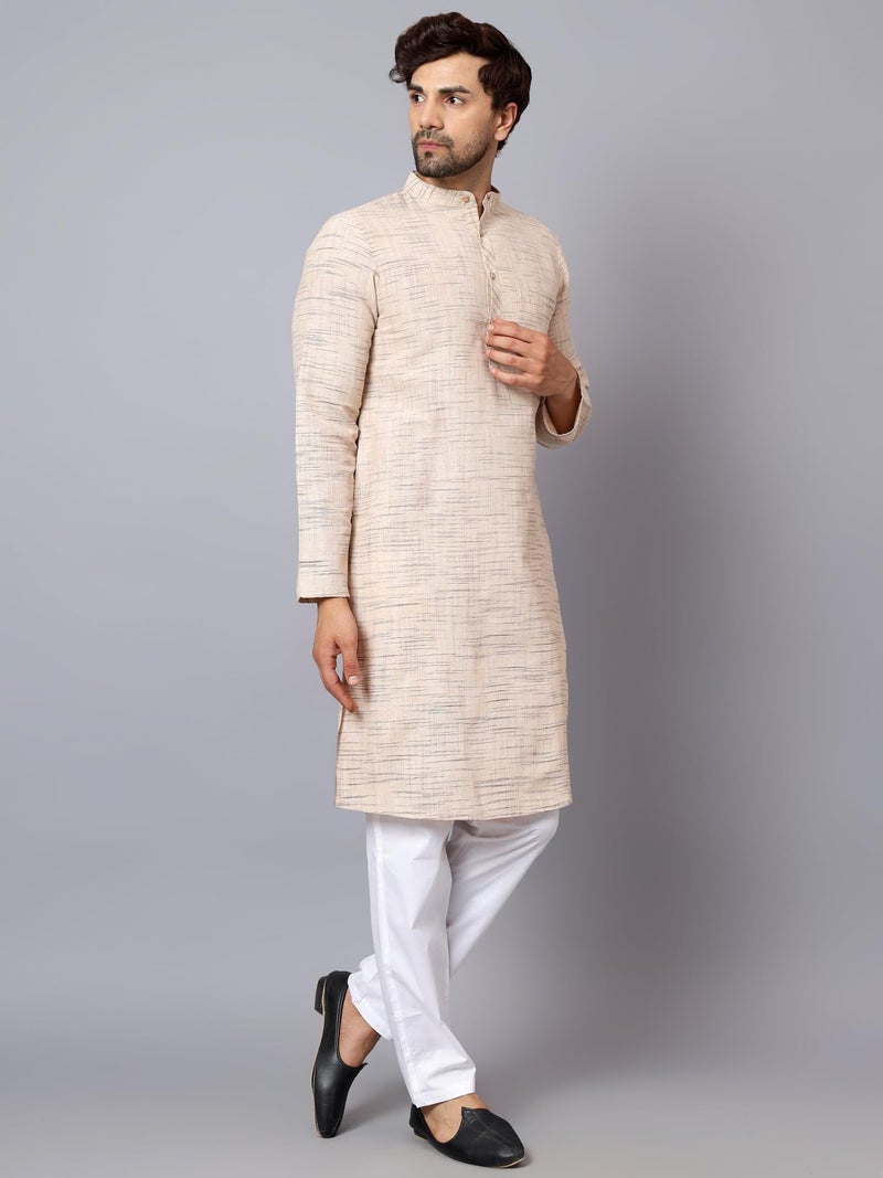 LATEST CHIKAN Men's Full Sleeve Salab Cotton Blend Ethnic Wear Regular Long Kurta (Dust, 40) - Image 2