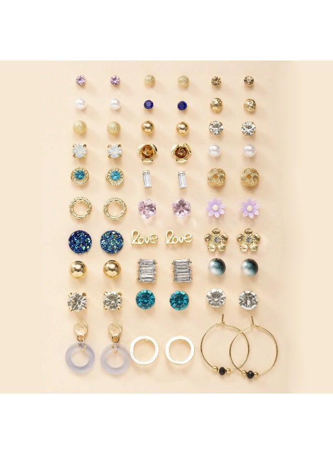 لافيدا مجموعة مكونة من 30 زوجًا من أقراط اللؤلؤ الكريستالية الأنيقة للنساء والفتيات