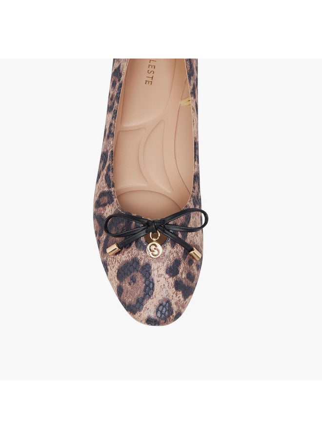 Celeste Women's Animal Print Slip-On Ballerina Shoes with Bow Accent  - Image 4