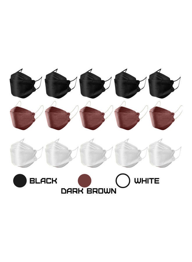 NIBEMINENT 30-Piece KF94 Face Mask For Adults Black White and Dark Brown - Image 1