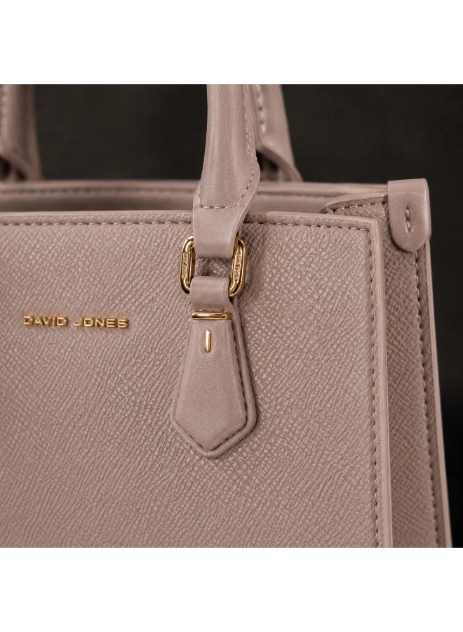 David Jones Adobe Rose David Jones structured faux leather handbag cm7649 | medium size tote bag with internal pocket for formal and casual dress code| Patterned rectangular faux leather for everyday use for Women | Best Price UAE