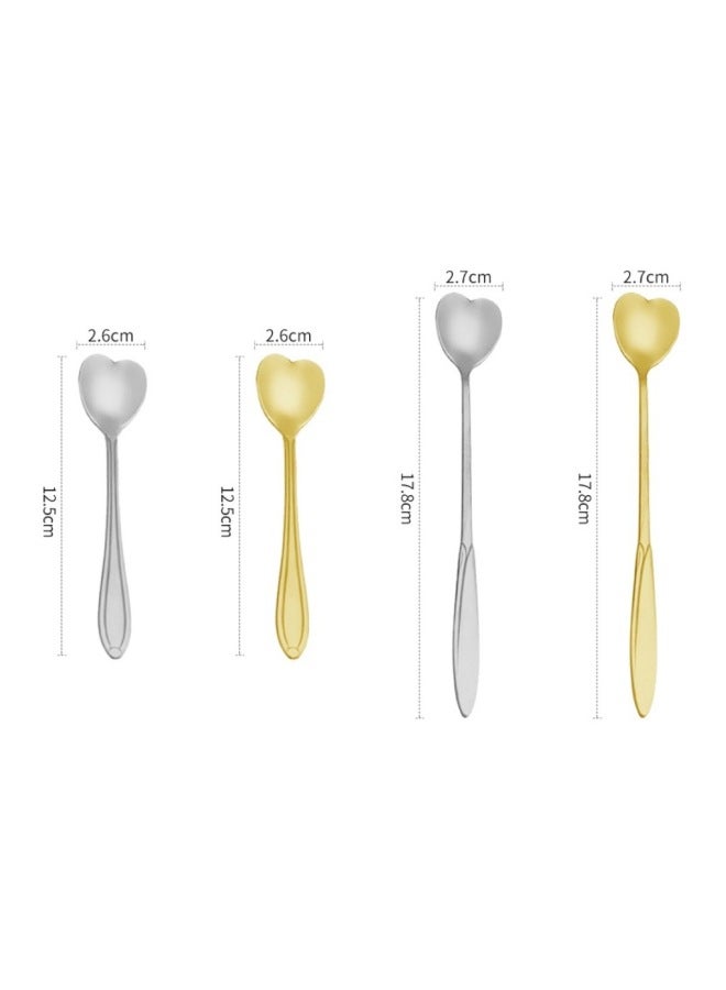 Stainless Steel Cherry Blossom Spoon Petal Long Handle Coffee Spoon Dessert Spoon Creative Cup Spoon Mixing Spoon Net Red Flower-shaped Long Spoon-Color:"Gold" 17CM-Specifications:Love Spoon