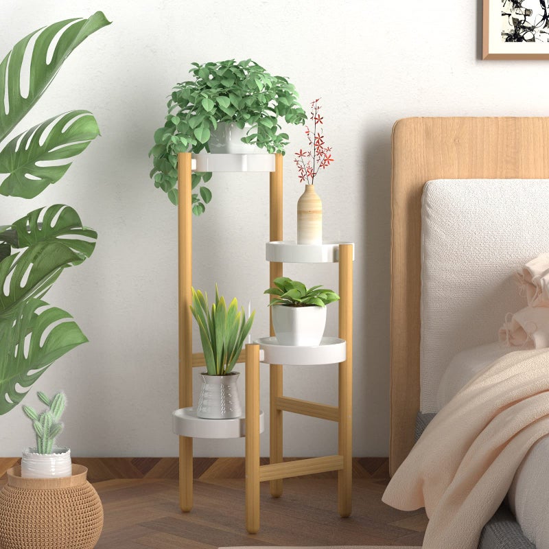 Wisuce Bamboo Plant Stands Indoor, 4 Tier Tall Corner Plant Stand Holder Plant Display Rack for Living Room Bedroom (4 Tier Stand) - Image 4