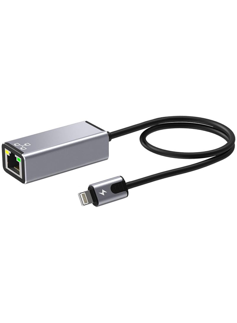 Lightning to RJ45 Ethernet Adapter, Compatible with iPhone iPad to RJ45 Ethernet LAN Network Adapter with 20W PD Fast Charging Port, 100Mbps High Speed, Plug and Play  - Image 1