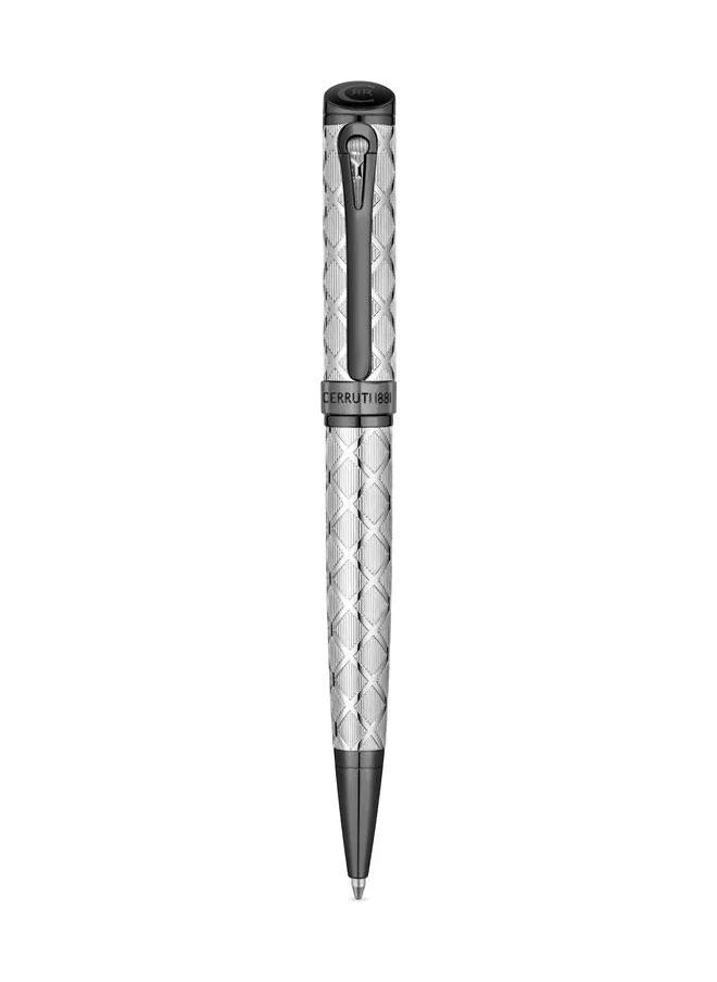 CERRUTI 1881 Mario Pen Ion Plated Gunmetal Diamond Pattern Signature Logo Elegant Writing