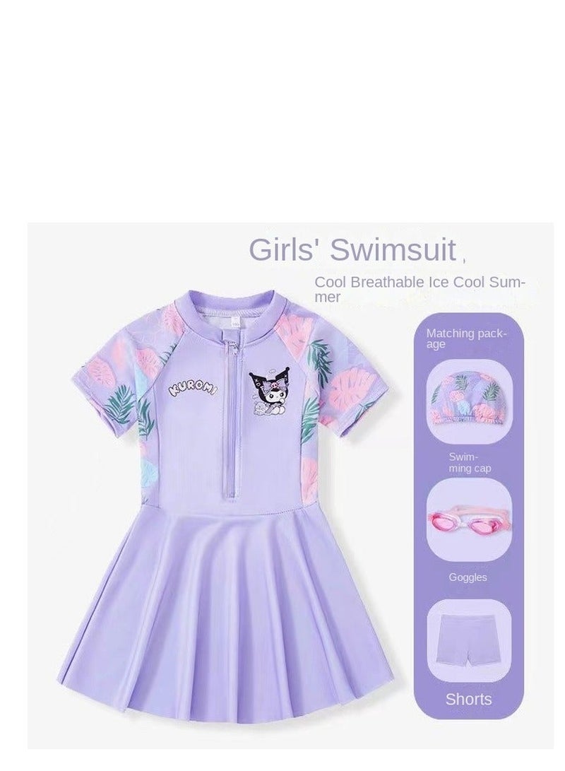 Kuromi Swimsuits for Girls Swimwear Cartoon Beach Bathing Suit with Swimming - Image 1