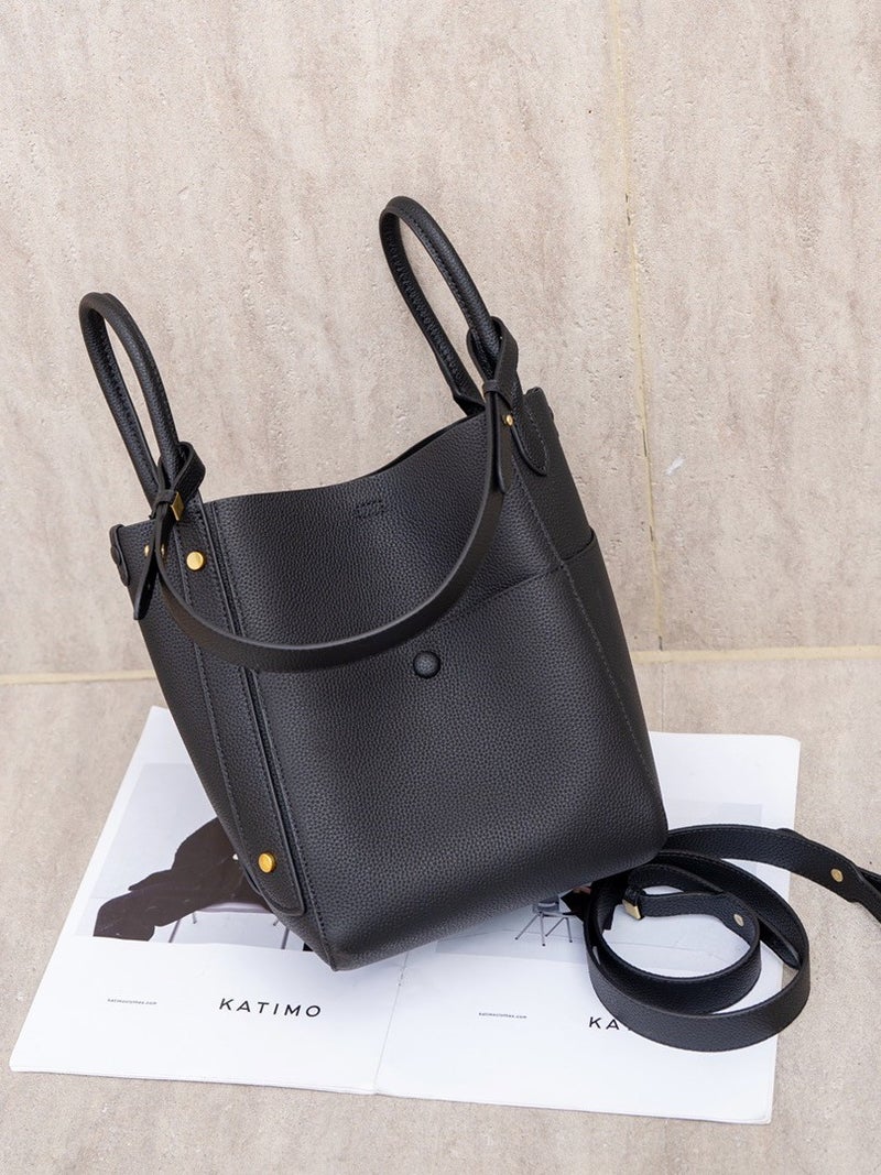 Factory Leather Women'S Bag Hand Basket Bucket Bag Large Capacity Handbag Deformable Shoulder Messenger Bag - Image 5