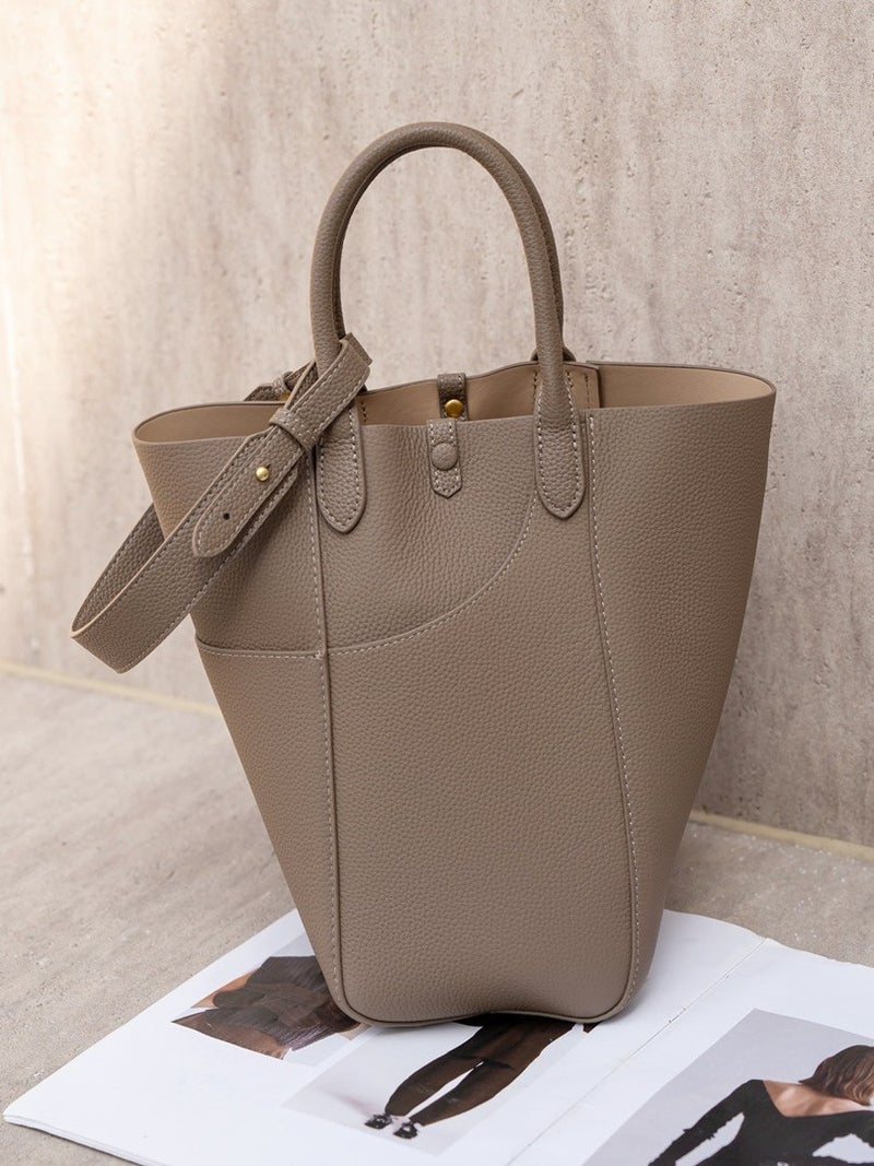 Factory Leather Women'S Bag Hand Basket Bucket Bag Large Capacity Handbag Deformable Shoulder Messenger Bag - Image 2