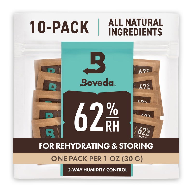 Boveda باوفيدا 62% رطوبة حجم 8-10 عبوة - أكياس التحكم في الرطوبة ثنائية الاتجاه - لتخزين 1 أونصة - ماص للرطوبة للحاويات الصغيرة - أكياس مرطبة - عبوات ترطيب مع كيس قابل لإعادة الإغلاق - Image 1