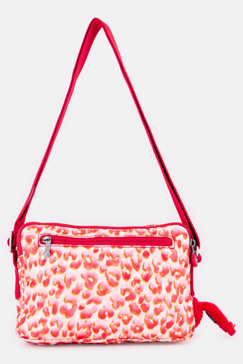 kipling حقيبة كتف نسائية بنقشة حيوانات مع حلقة مفاتيح، متعددة الألوان - Image 2