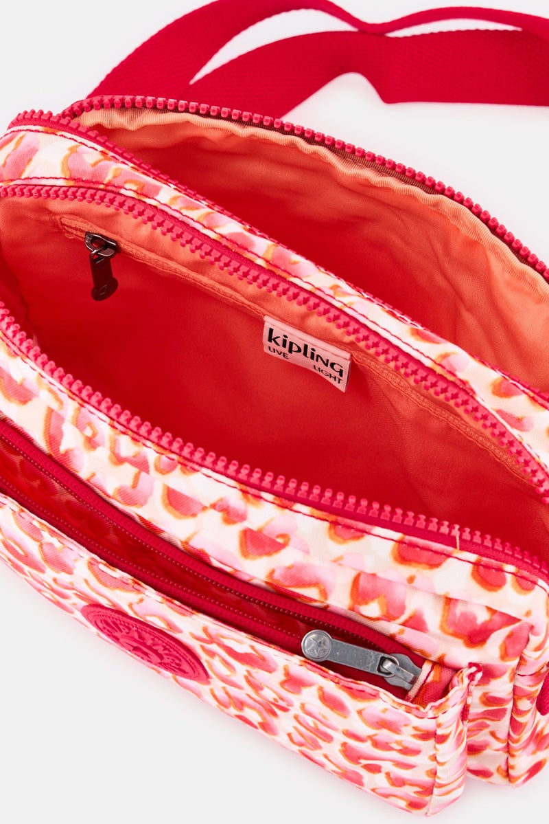 kipling حقيبة كتف نسائية بنقشة حيوانات مع حلقة مفاتيح، متعددة الألوان - Image 3