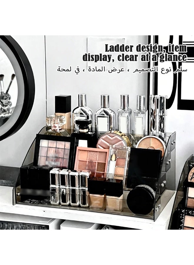 الاكريليك مستحضرات التجميل متعدد الطبقات الجرف ( 4 طبقات سوداء شفافة ) ، الرسم زجاجة الرف ، رف عرض سطح المكتب ينطبق على ظلال العيون لوحة ، ومسحوق حصيرة ، أحمر الشفاه والعطور الأنسجة المهنية مسمار صالون التجميل الجدول ، الرسم زجاجة الرف - Image 4
