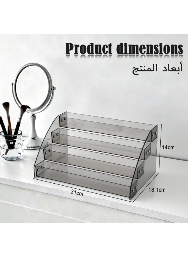 الاكريليك مستحضرات التجميل متعدد الطبقات الجرف ( 4 طبقات سوداء شفافة ) ، الرسم زجاجة الرف ، رف عرض سطح المكتب ينطبق على ظلال العيون لوحة ، ومسحوق حصيرة ، أحمر الشفاه والعطور الأنسجة المهنية مسمار صالون التجميل الجدول ، الرسم زجاجة الرف - Image 2