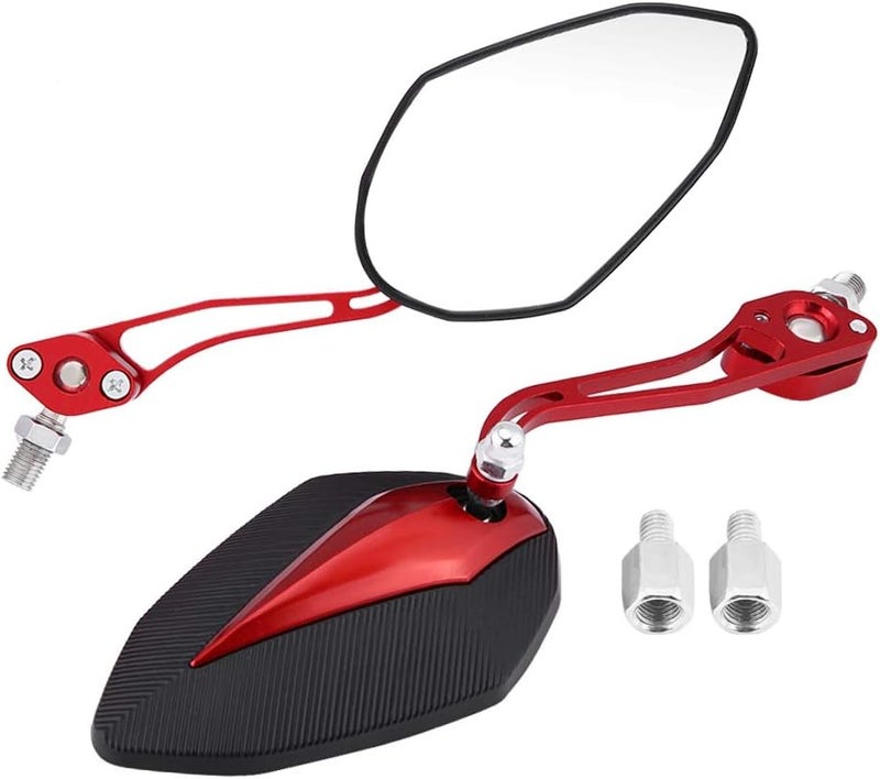 woobles for motorcycle side mirror  Scooter Rearview Mirror,Pair 8mm 10mm Universal Motorbike Motorcycle Aluminum Alloy Rearview Mirror Rear View Side Mirrors(Red) Red - Image 1