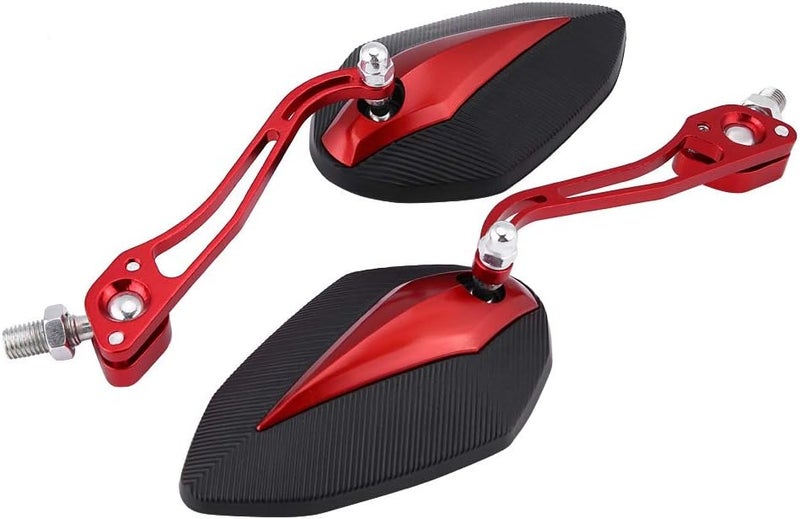 woobles for motorcycle side mirror  Scooter Rearview Mirror,Pair 8mm 10mm Universal Motorbike Motorcycle Aluminum Alloy Rearview Mirror Rear View Side Mirrors(Red) Red - Image 4