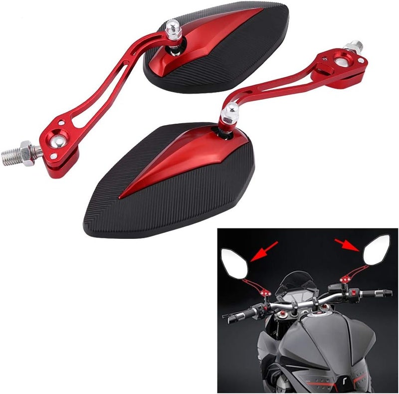 woobles for motorcycle side mirror  Scooter Rearview Mirror,Pair 8mm 10mm Universal Motorbike Motorcycle Aluminum Alloy Rearview Mirror Rear View Side Mirrors(Red) Red - Image 3