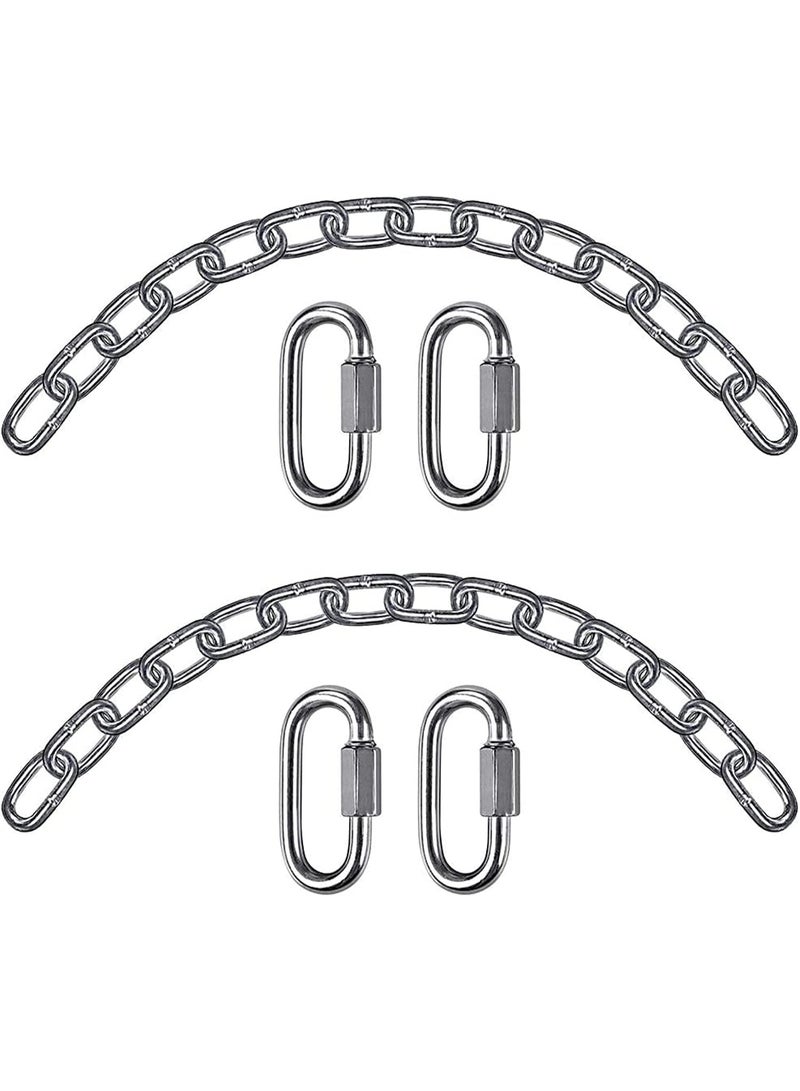 Generic 2 Hanging Chair Chains with Carabiner, Heavy Duty Hanging Kit Hammock Chair Hardware for Indoor Outdoor Playground Hanging Chair Hammock Chair Punching Bag  - Image 1