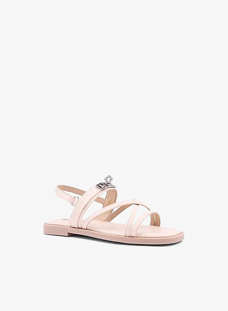 كابلي صنادل بناتي بكعب مسطح وحزام للكاحل