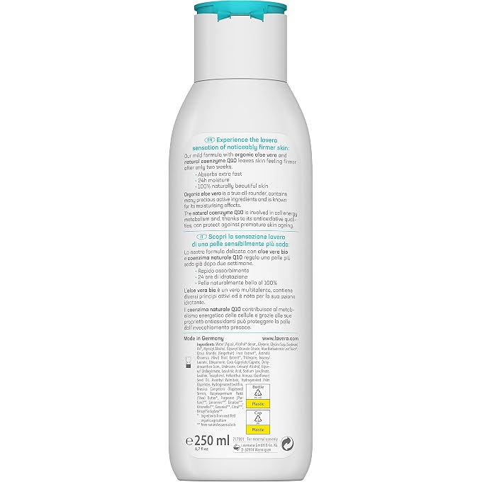 lavera basis sensitiv Body Lotion Firming - Natural Cosmetics vegan Organic Aloe Vera & Coenzyme Q10 certified 250ml, white - Image 2