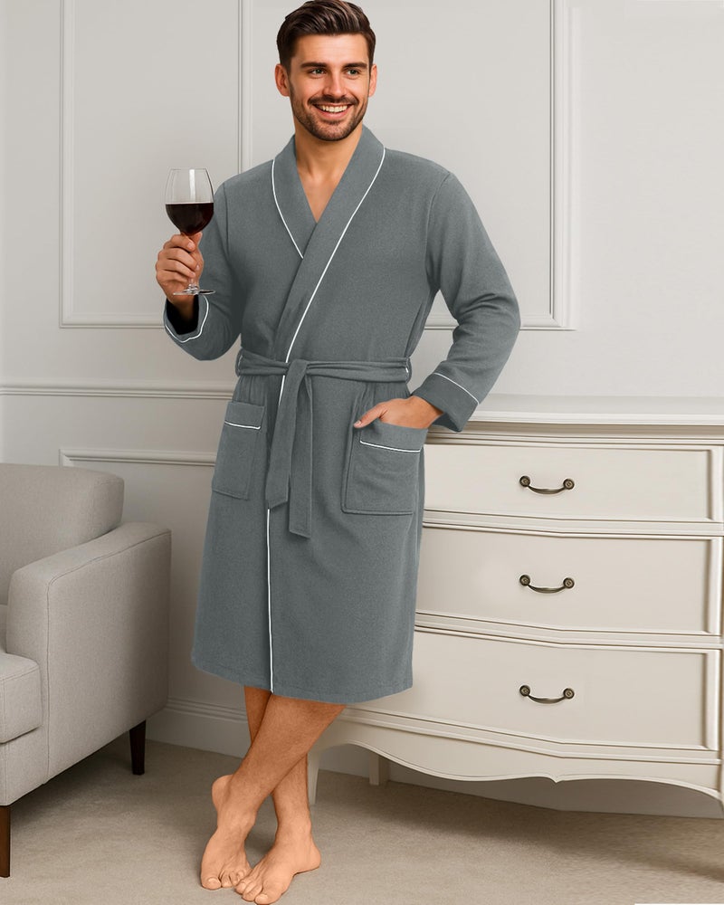 NY Threads روب رجال من NY Threads مكون من قطن مختلط، كبير جداً، رمادي - Image 5