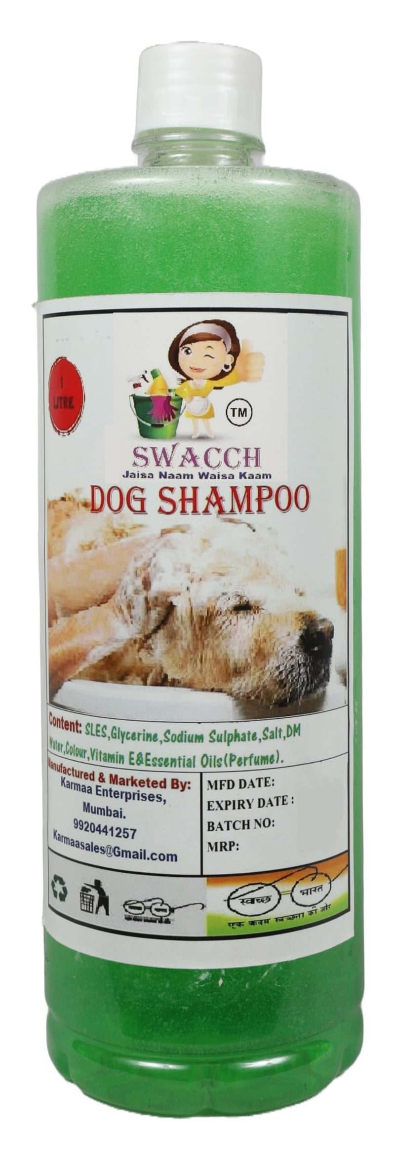 swacch Shampoo | Puppy Safe Shampoo | PH Balanced | Ditch to Itch for Dog Shampoo 1 Litre (Neem Alovera) + Spike Ball Chew Toy Combo Pack - Image 2
