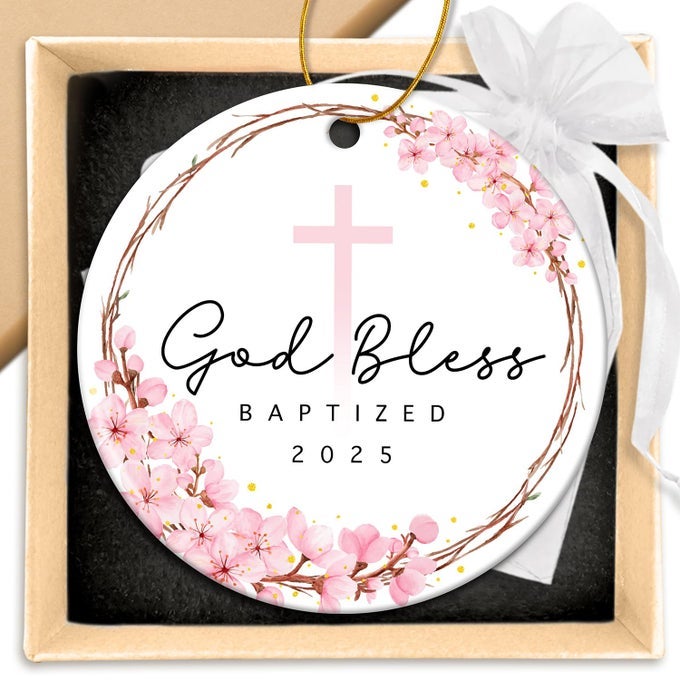 EASTER BAPTISM GIFTS FOR GIRLS CHRISTENING ORNAMENT FOR BABY GIRL KIDS WOMEN GODCHILD GIFT FROM GODPARENTS RELIGIOUS EASTER DECORATIONS GOD BLESS BAPTIZED CHRISTMAS ORNAMENT 2025