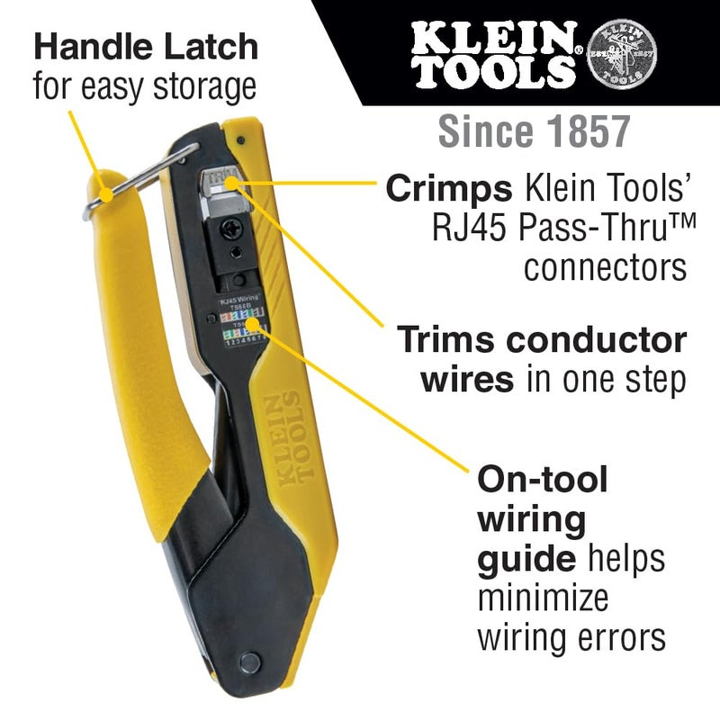 Klein Tools VDV026-813 RJ45 Ethernet Cable Tester and Crimper Kit, Pass-Thru Technology, Includes Connectors for Cat5e / CAT6 Data Applications, Pack of 50 - Image 3