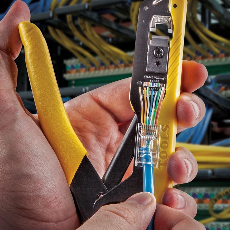 Klein Tools VDV026-813 RJ45 Ethernet Cable Tester and Crimper Kit, Pass-Thru Technology, Includes Connectors for Cat5e / CAT6 Data Applications, Pack of 50 - Image 5