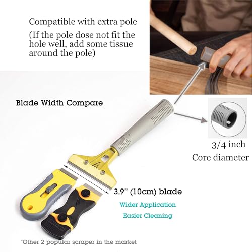 LDS Industry 4" Wide Extendable Razor Blade Sticker/Paint Scraper Remover for Window Glass Windshield Tile Granite Wall Cleaning Hand Tool, Gum Cleaning, Stove Cleaner, SCRP-A - Image 2