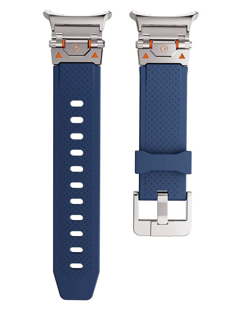 Rugged TPU Sport Band for Samsung Galaxy Watch Ultra 47mm LTE, Men and Women Durable Metal Connector Replacement Watch Strap for Samsung Watch Ultra, Titanium-Blue - Image 5