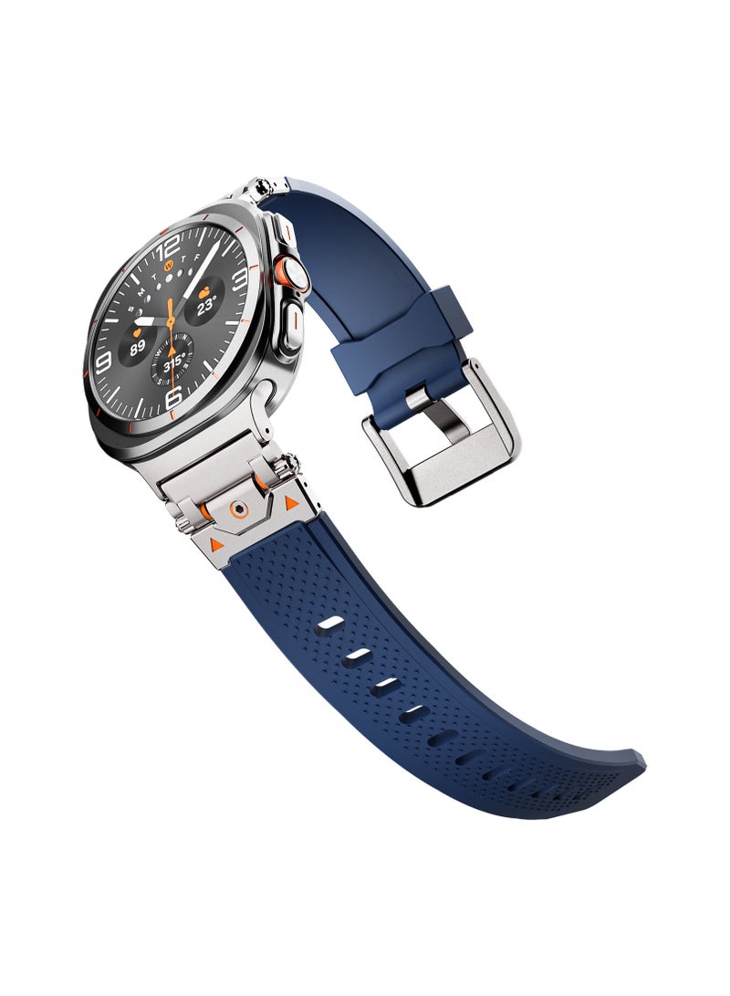 Rugged TPU Sport Band for Samsung Galaxy Watch Ultra 47mm LTE, Men and Women Durable Metal Connector Replacement Watch Strap for Samsung Watch Ultra, Titanium-Blue - Image 4