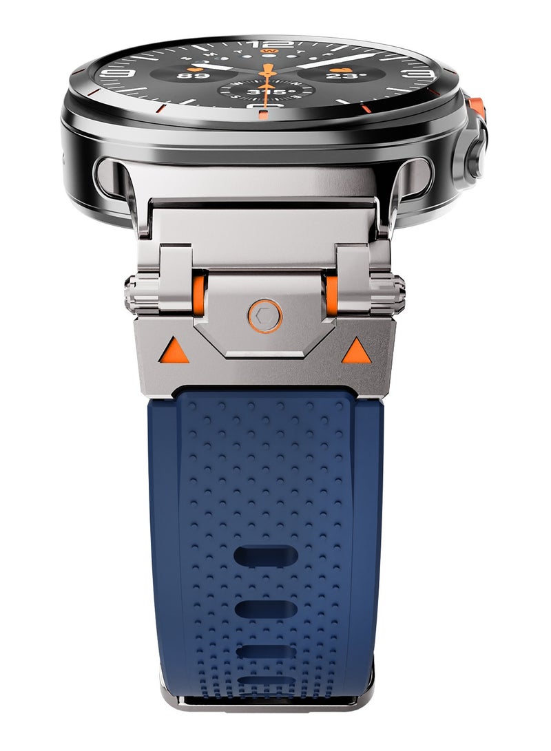 Rugged TPU Sport Band for Samsung Galaxy Watch Ultra 47mm LTE, Men and Women Durable Metal Connector Replacement Watch Strap for Samsung Watch Ultra, Titanium-Blue - Image 3