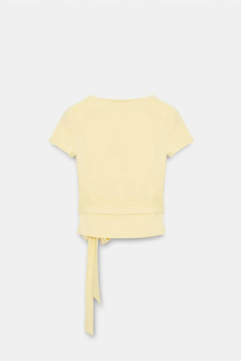 Dilvin  DILVIN Crop Wrap Blouse With Tie Detail for Women | Best Price UAE