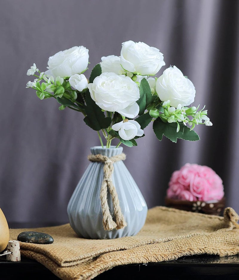 Satyam Kraft SATYAM KRAFT 1 Pcs Artificial Lactiflora Peony Rose Flowers Sticks Bunch decorative items for home Decor,Living Room Table, Valentine's Day Decoration (Without Vase Pot)(White, Pack of 1)  - Image 1