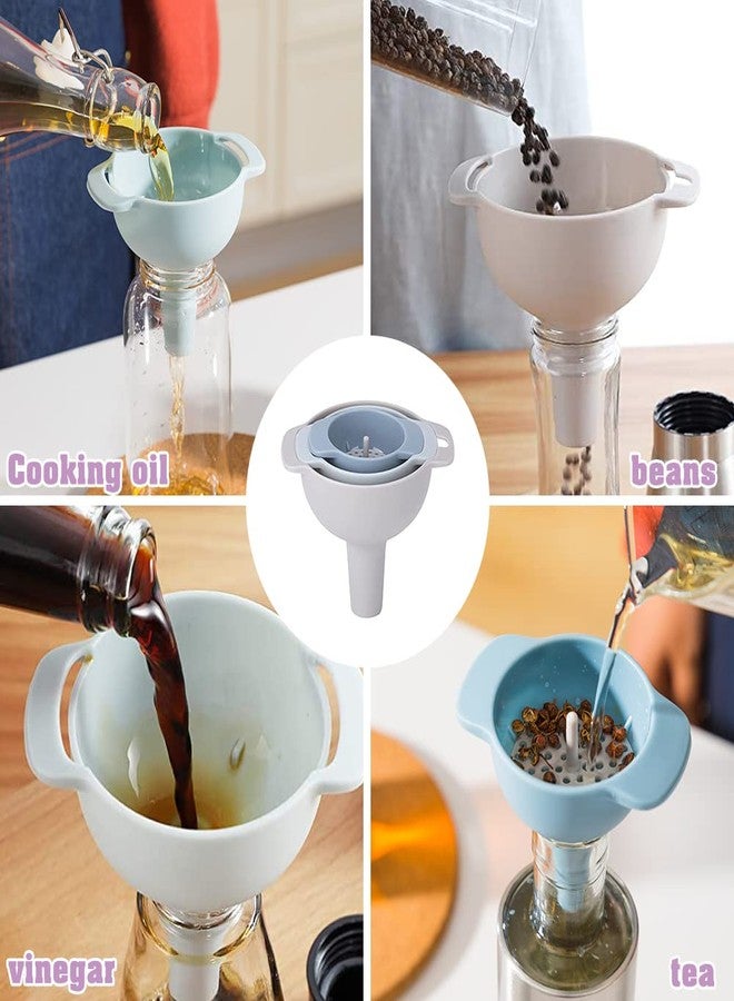 NZKNP 4 in 1 Funnels for Kitchen Use Filling Bottles with Detachable Strainer Filter,Small Funnel for Oil Liquid Food Powder Flour,Kitchen Essentials Accessories Tools Must Haves Products Supplies Gadgets - Image 5