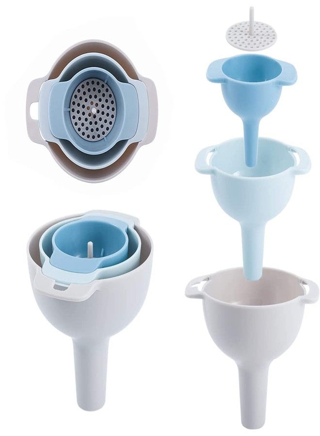 NZKNP 4 in 1 Funnels for Kitchen Use Filling Bottles with Detachable Strainer Filter,Small Funnel for Oil Liquid Food Powder Flour,Kitchen Essentials Accessories Tools Must Haves Products Supplies Gadgets - Image 1
