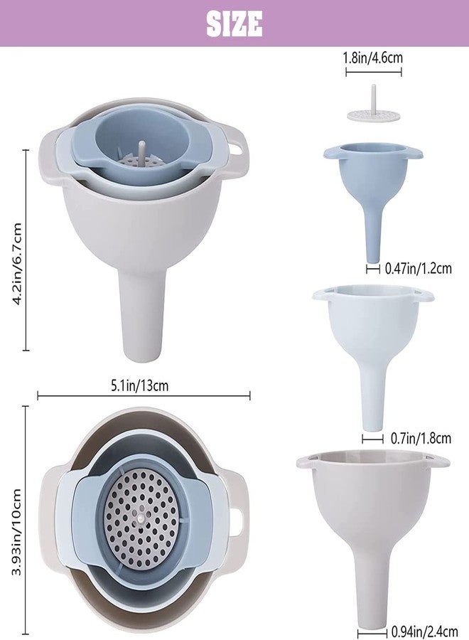 NZKNP 4 in 1 Funnels for Kitchen Use Filling Bottles with Detachable Strainer Filter,Small Funnel for Oil Liquid Food Powder Flour,Kitchen Essentials Accessories Tools Must Haves Products Supplies Gadgets - Image 2