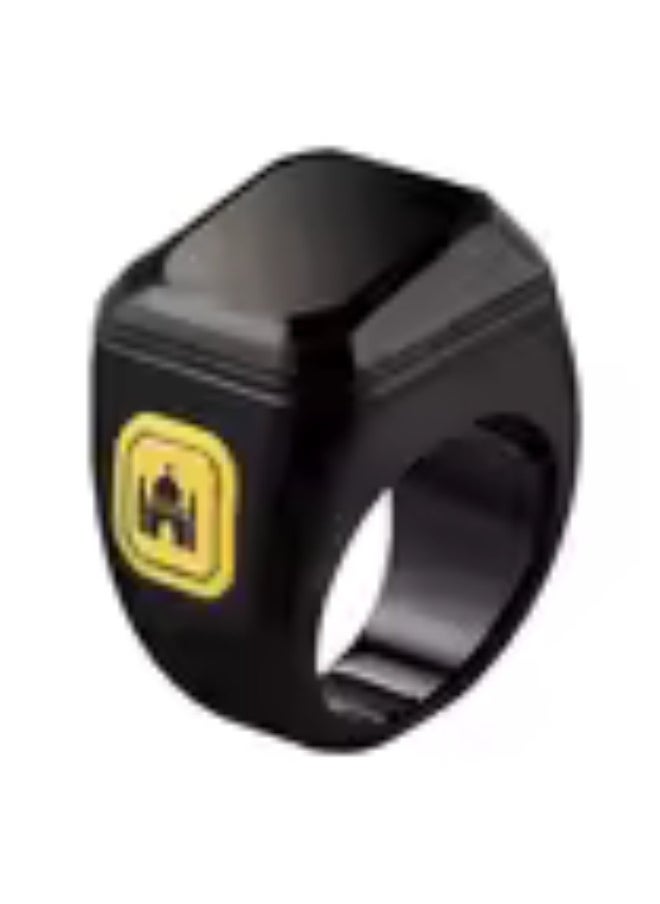 Generic Iqibla Zikr Smart Ring Counter Tasbih For Muslim Tasbeeh Zikr Ring 5 Prayer Time Digital Counter Vibration Reminder Waterproof - Size 22 - Black  - Image 1